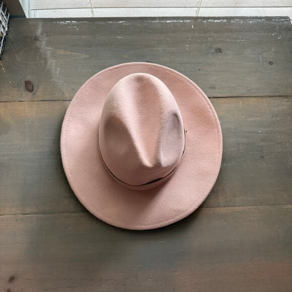 Free People Light Sand Wythe Leather Band Felt Hat Sz O/S NWT main image 7